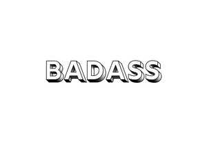 White seed paper greeting card with "Badass" in block letters