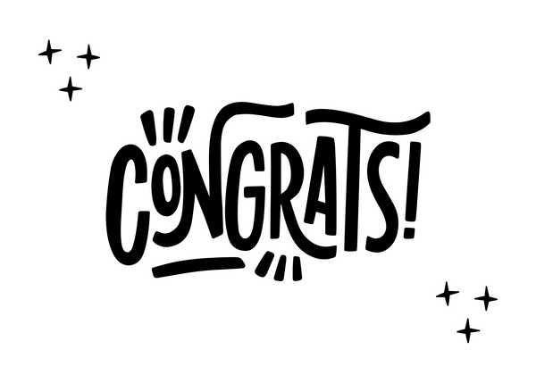 White seed paper greeting card saying "Congrats!"