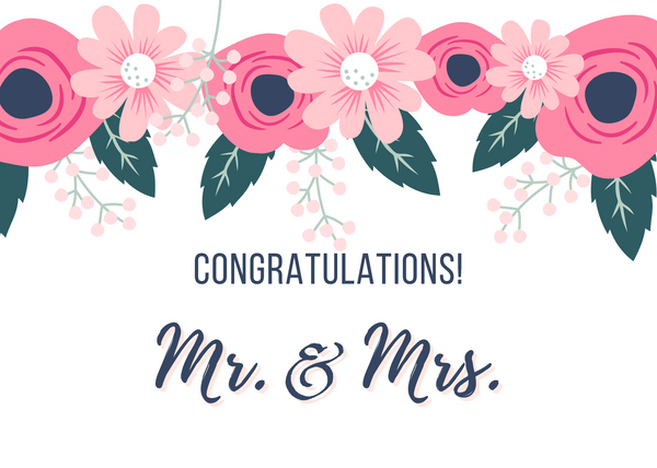 White seed paper greeting card saying "Congratulations! Mr. & Mrs.