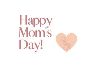 White seed paper greeting card in peach colour saying "Happy Mom's Day" with heart