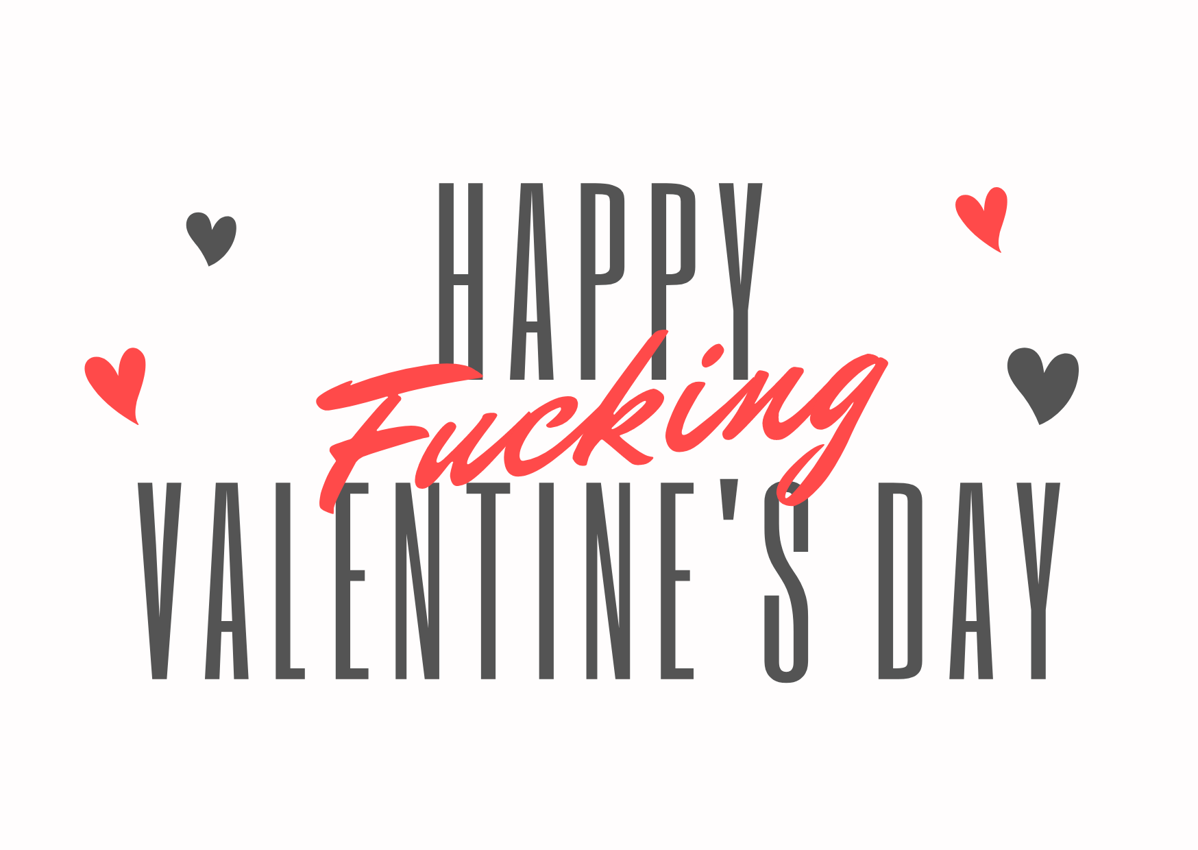 White seed paper greeting card saying "Happy Fucking Valentine's Day"