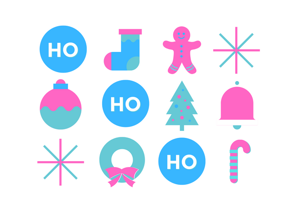 White seed paper greeting cards says "Ho Ho Ho" with pink and blue Christmas designs