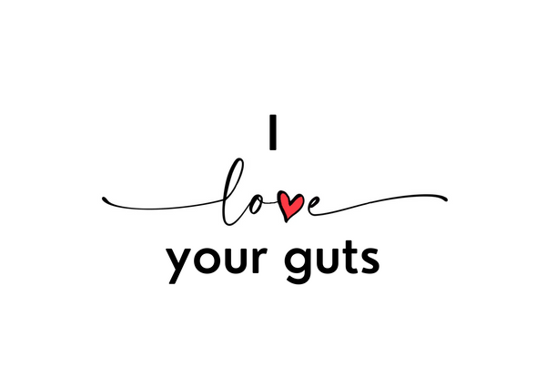 White seed paper greeting card saying "I Love your guts"