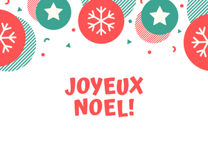 White seed paper greeting card says "Joyeux Noel!"