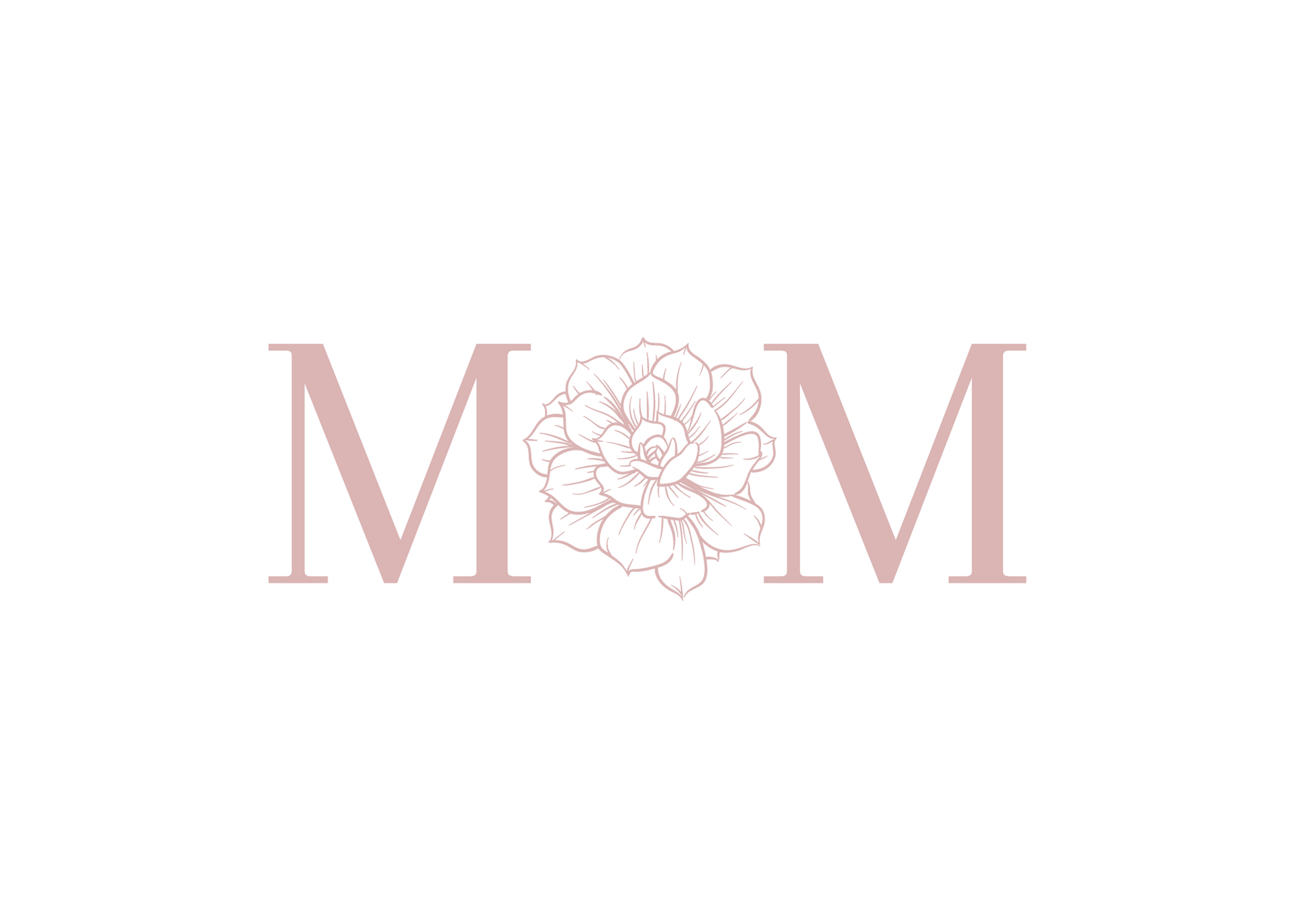 White seed paper greeting card saying "Mom" with o as a peach coloured flower