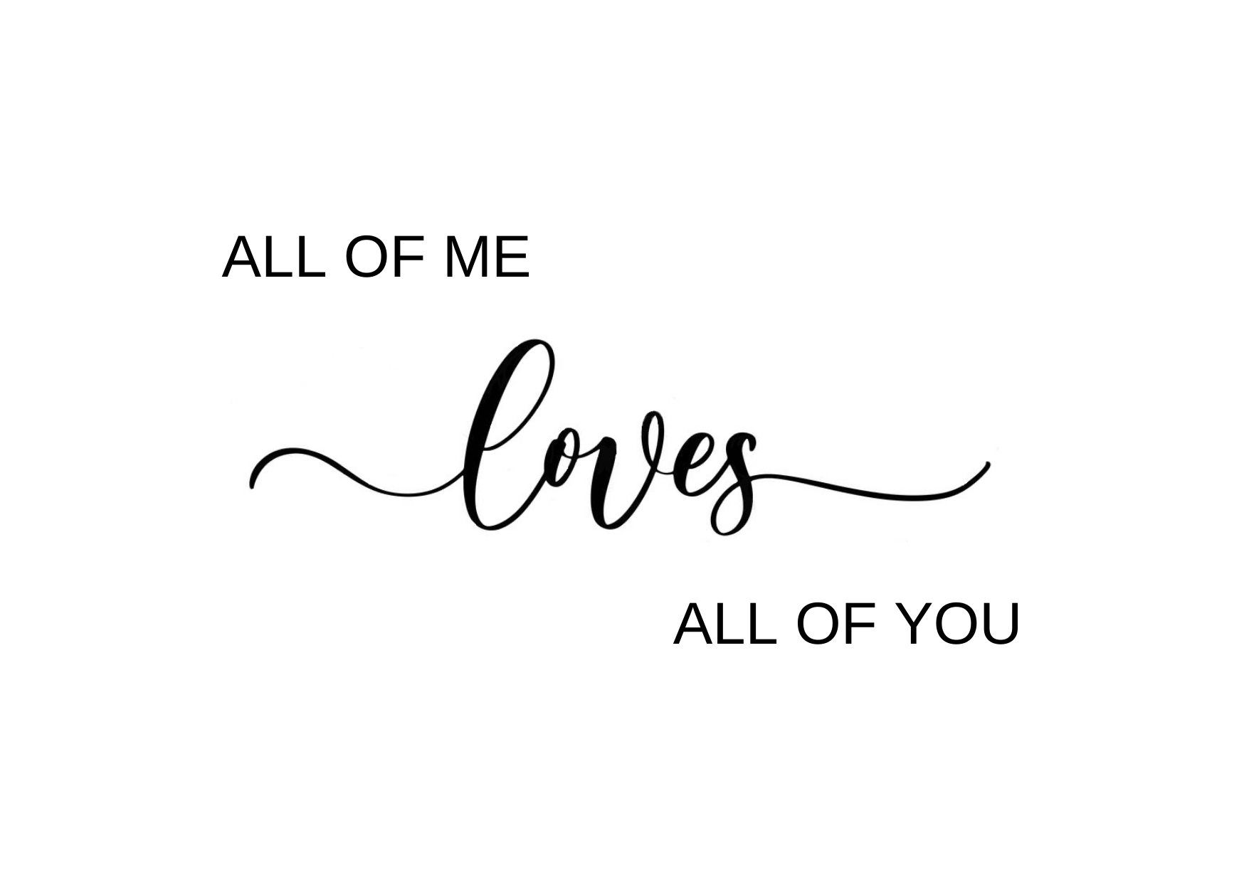 White seed paper greeting card says "All of me loves all of you"