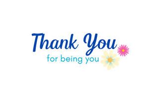 White seed paper greeting card saying "Thank you for being you"