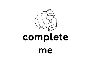 White seed paper greeting card with hand pointing and saying "complete me"