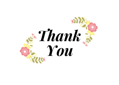 White seed paper greeting card saying "Thank you" with flowers