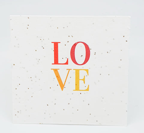 Plantable seed card "L O V E" in square pattern