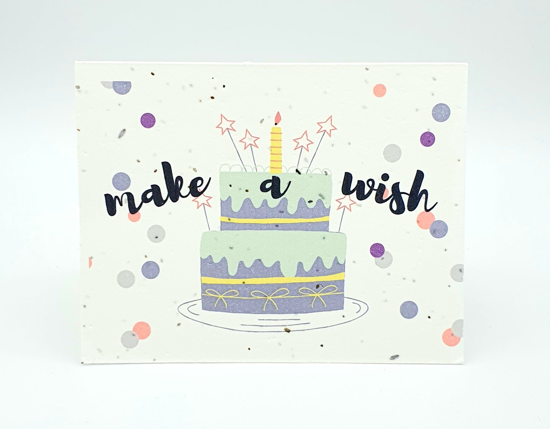 Plantable seed card cake and confetti "make a wish"