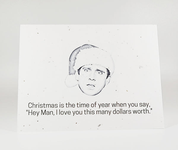 Plantable seed paper card The Office Michael Christmas is the time of year when you say, "Hey  Man, I love you this many dollars worth."